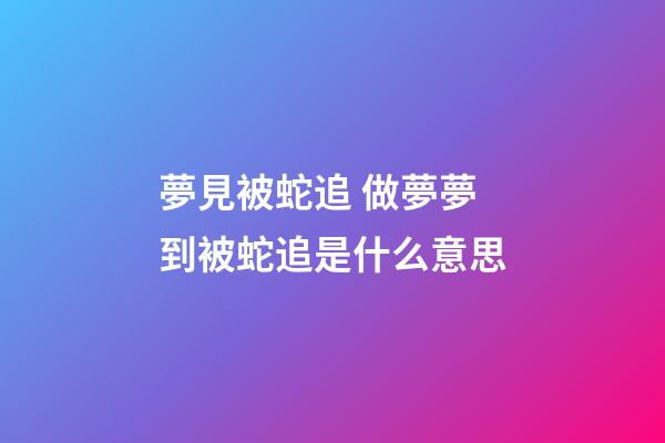 夢見被蛇追 做夢夢到被蛇追是什么意思